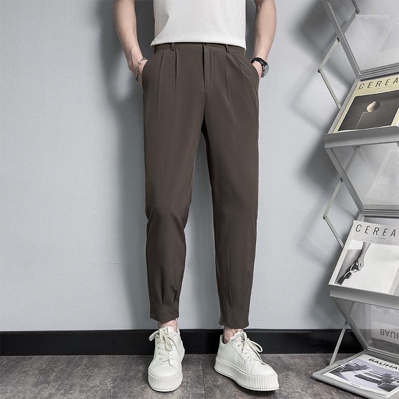 

Men's Pants 2023 Spring Summer Men Casual Fashion Simple Solid Color Comfortable Business Classic Suit Trousers Male, Dark grey