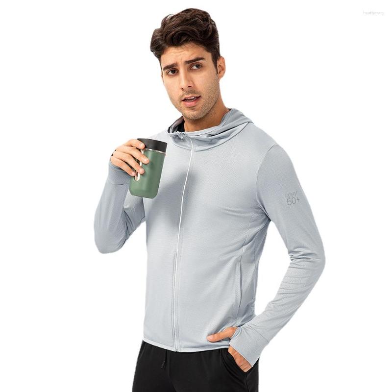 

Men's Hoodies Mens Summer Sun Protection Long Sleeve Thin Breathable Outdoor Sun-protective Coat, Gray