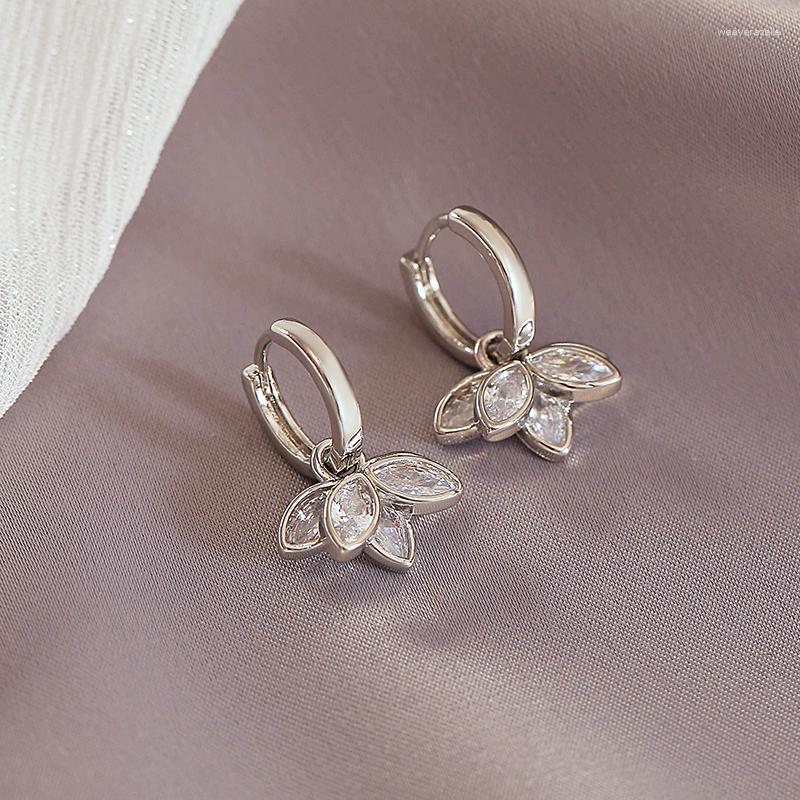 

Dangle Earrings 2023 Elegant Glass Filled Flower Y Korean Fashion Jewelry Girls Sweet Accessories Party Luxury For Womens