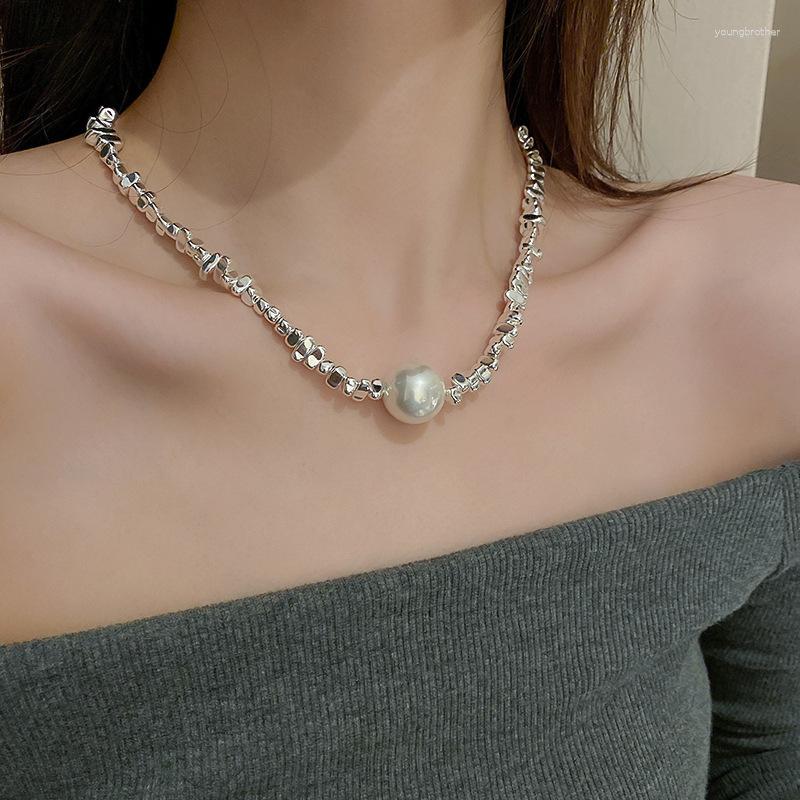 

Chains Legant Big White Imitation Pearl Beads Choker Clavicle Chain Necklace For Women Wedding Jewelry Collar