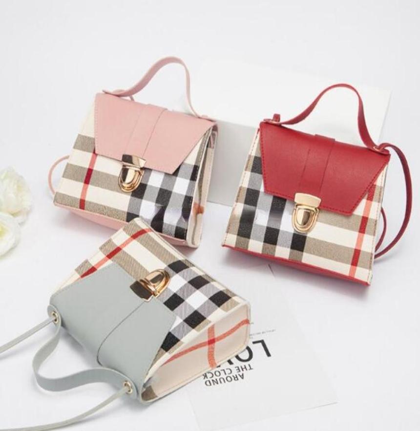 

Designer children purse Plaid handbags fashion kids PU leather one shoulder bag Girls lattice crossbody bags lady mini5218758, Red