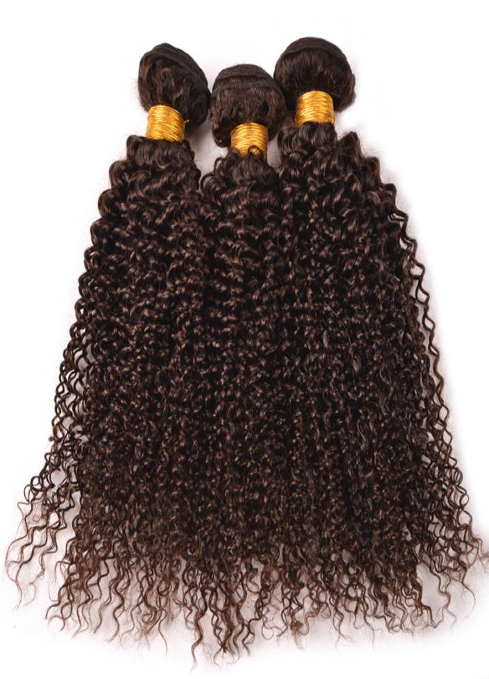 

Malaysian Virgin Human Hair Bundles Kinky Curly Chocolate Brown Human Hair Weft Medium Brown 4 Wavy Hair Extension 3Pcs For Woman9084209, Ombre color