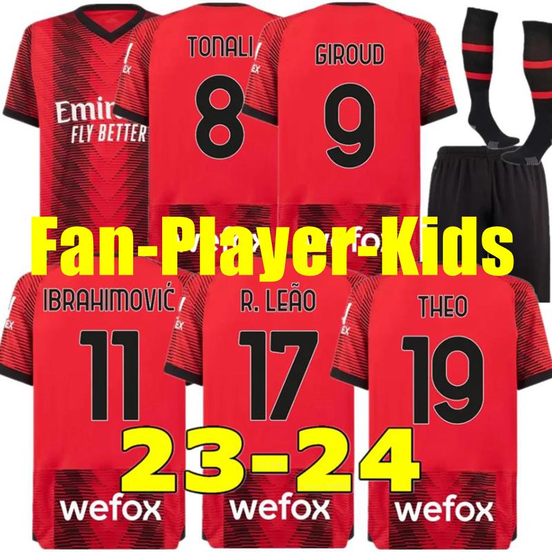 

23 24 IBRAHIMOVIC KOCHE AC MILaNS Soccer Jerseys Football Shirt GIROUD DE KETELAERE R. LEAO TONALI THEO Special Fourth 4th Men Kids Kit Uniforms 2023 2024 FANS Player, 22-23 third+ucl
