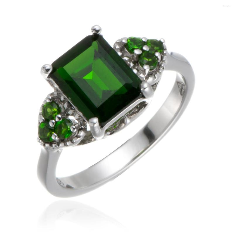 

Cluster Rings 7x9mm Chrome Diopside Rhodium Over Sterling Silver Ring