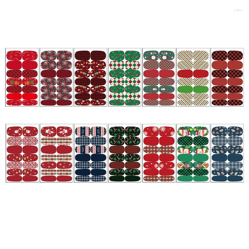 

False Nails Christmas Adhesive Nail Polish Stickers Art Full Wrap Sticker Wraps E74C, 10
