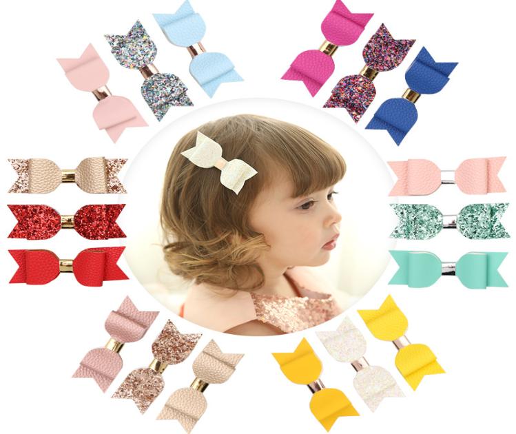 

Baby Girls Bow Glitter Barrettes Children Kids Paillette hairpins Clips With Metal Teeth Clip Boutique Bows Hair Accessories KFJ208431953, Red