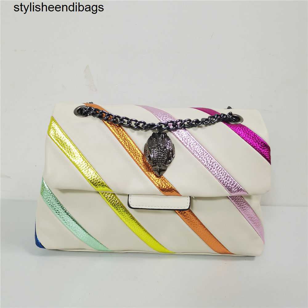 

Totes 2023 New Arrival Good Quality Rainbow Strip Women Purse Metal Eagle Head Jointing Colorful Cross Body Patchwork Shoulder Bag stylisheendibags, Beige