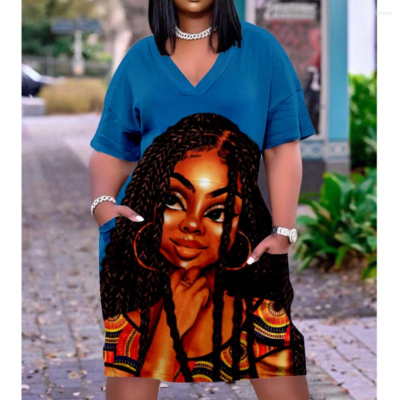 

Casual Dresses African Dress Women Fashion Short Sleeve Bohemian Summer Beach Sexy V-neck Vintage Sundress Women's Elegant, Lq1ad35812