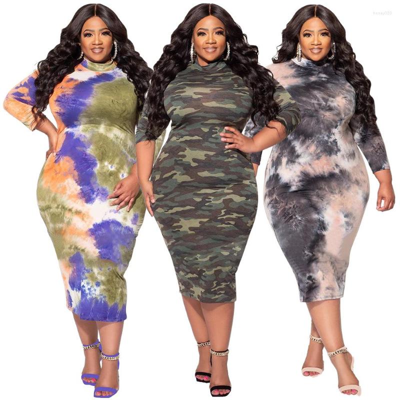 

Casual Dresses Summer Autumn Big Size Bodycon Dress Sexy Round Collar Printed Long-sleeved Party Sport Ladies, Black