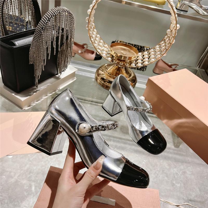 

Dress Shoes Spring And Autumn Women's High-heeled Round Toe Flat-heeled Fashion Casual, 7cm as pic