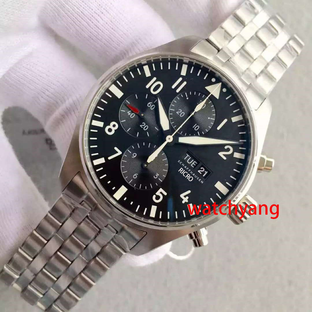 

Luxury men's Watch ZF V2 Chronograph Edition ETA7750 Automatic Men's Watch 377709 Little Prince Steel case black dial digital sapphire mirror sports Watch, Box