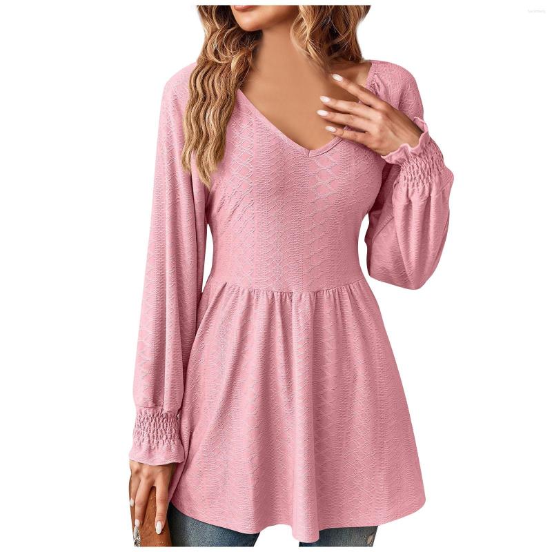 

Women's T Shirts Women Casual V-Neck Patchwork Solid Color T-Shirt Long Sleeved Top For Clothing Female Crop Y2k Style Bodysuit, Khaki