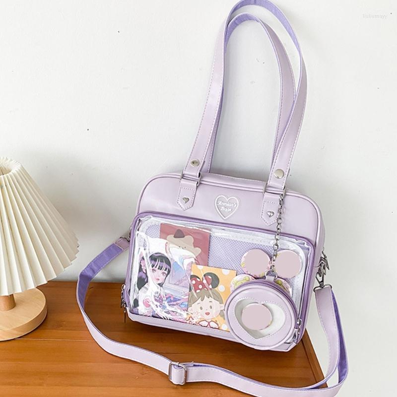 

Cosmetic Bags 28GD Girls Student Japanese School JK Uniform Bag Women PU Transparent Tote Itabag, Blue