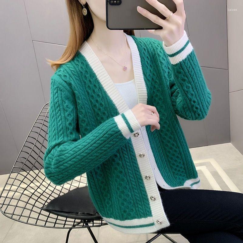 

Women's Knits 2023 Spring Autumn Knitted Cardigan Women's Sweater Coat Style V Neck Top Loose Outer Wear All-Match Tops W14, Luse