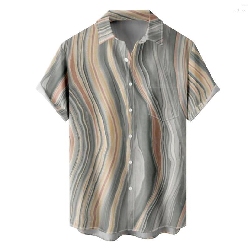 

Men's Casual Shirts Men's Mens Summer Wave Print Beach Lapel Chic Short Sleeve Hawaiian Shirt Men Clothing Streetwear Harajuku Male, Red