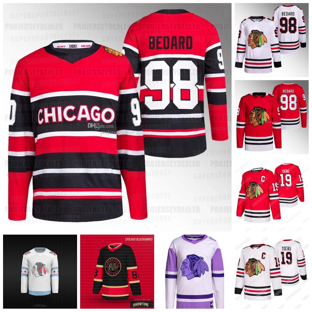 

Blackhawks 98 Connor Bedard 2023 Jersey Taylor Hall Jonathan Toews Andreas Athanasiou Seth Jones Nick Foligno Raddysh Tyler Johnson Jason Dickinson Chicago, White fights cancer