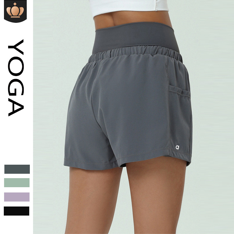 

AL Yoga Outfit Fitness Pants Women' Summer Loose High Waist Tight Sports Shorts Double Layer Anti Walking Light Leisure Fitness Pants, Have logo
