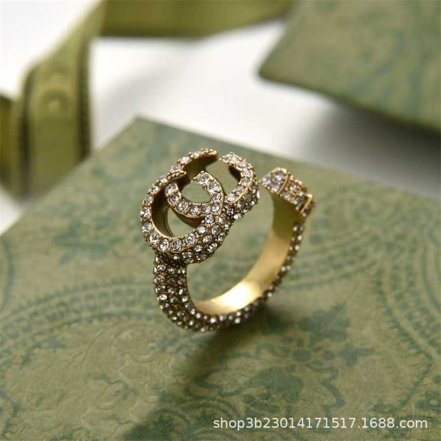 

2023 Gujia Simple Full Diamond Female Unisex Fashion and Elegant Network Red Ring Opening High Grade Temperament