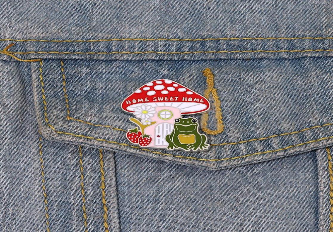 

Mushroom Froggy Enamel Pin Custom Frog House Brooches Lapel Badge Fun Cute Animal Jewelry Gift for Kids Friends cute stuff5329086, Red