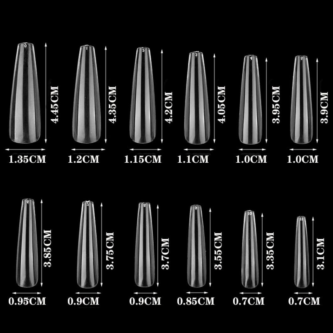 

600pcsbag Acrylic False Extra Long Ballerina Coffin Nail Fake Tips Clear Natural White Press On Nails UV Gel Polish2050486, Transparent