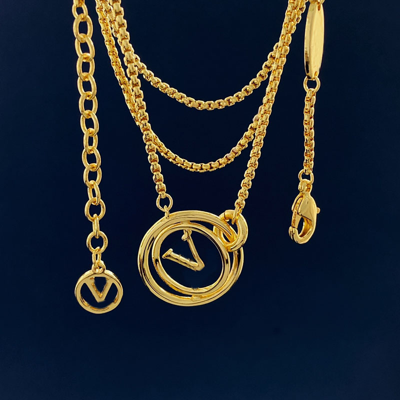 

Mens Designer Necklace Hoop Pendants 18K Gold Plated Chain Luxury Gold Necklaces Stainless Steel Letter Choker Cuban Link Jewelry Accessories Gifts with Box