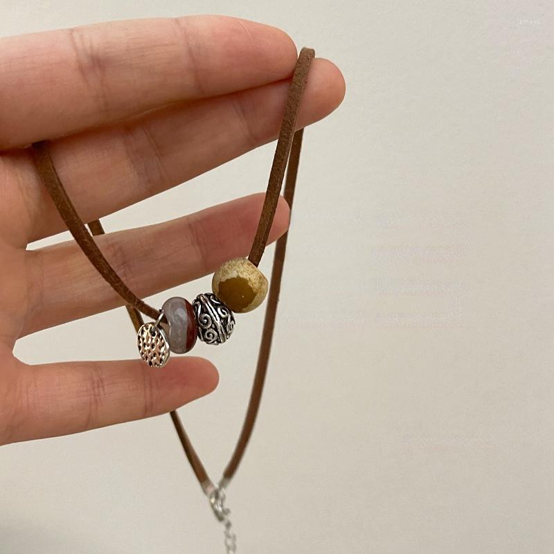 

Choker Vintage Delicate Buddha Beads Natural Seed Necklace Blessing Lucky Short Rope Chains For Women Friend Gift Trend Jewelry