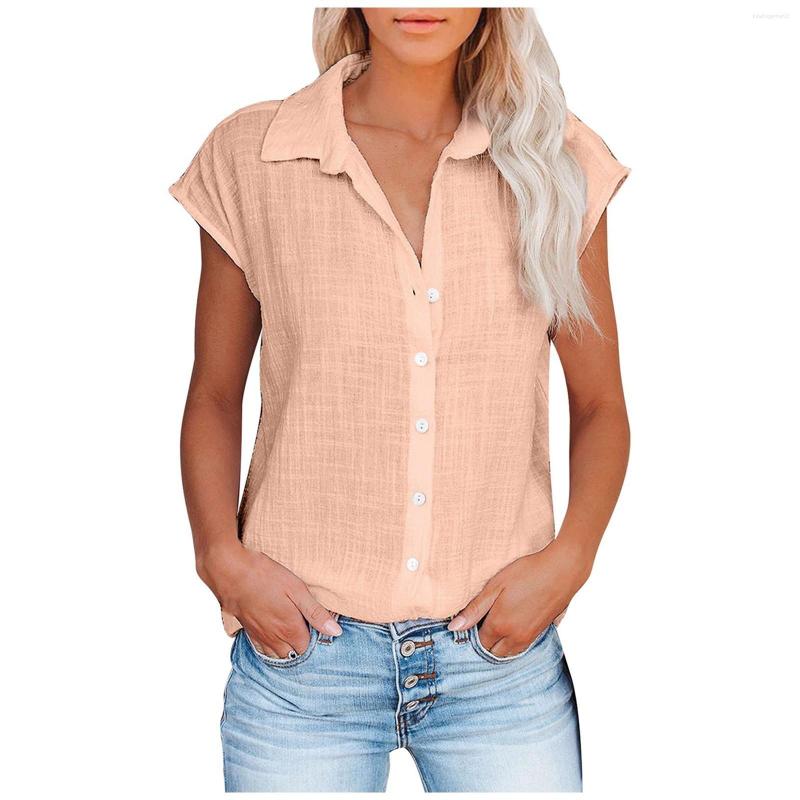 

Women' T Shirts Women' Casual Fashion Short Sleeve Solid Color Single Breasted Shirt Top Clothing Female Crop Women Y2k Tops For, White