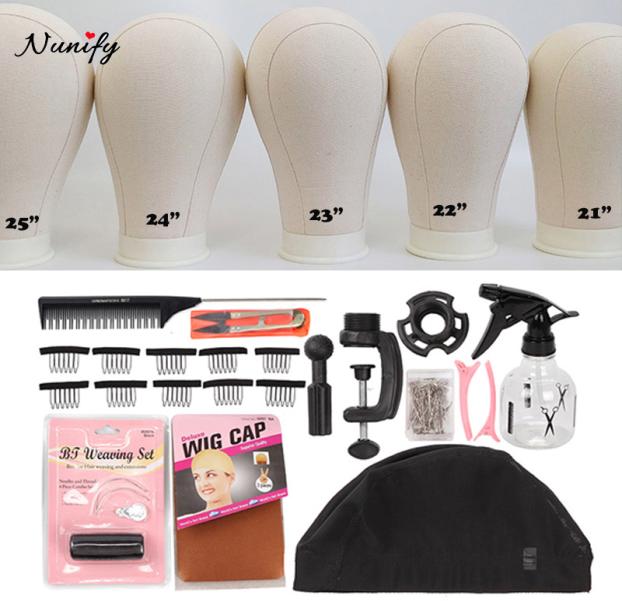 

New Wig Stand Canvas Head With 50Pcs T Pins Maniquin Head Wig Making Accessories 2125 Inch Styrofoam Heads With Table Clamp CX2009185273