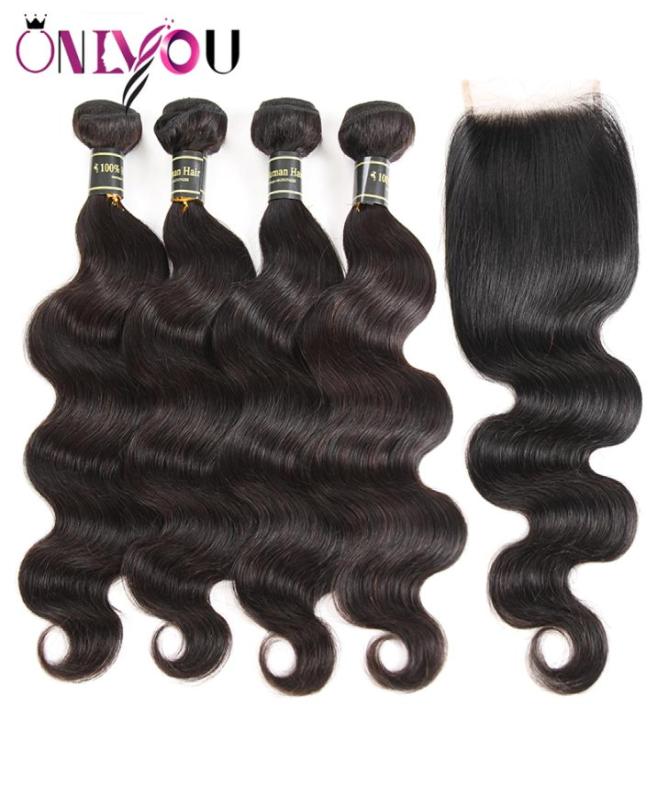 

Brazilian Body Wave Closure with Bundles Wet and Wavy Body Weave 4 Bundles with Human Hair Lace Closure Unprocessed Virgin Hair De7831440, Light brown