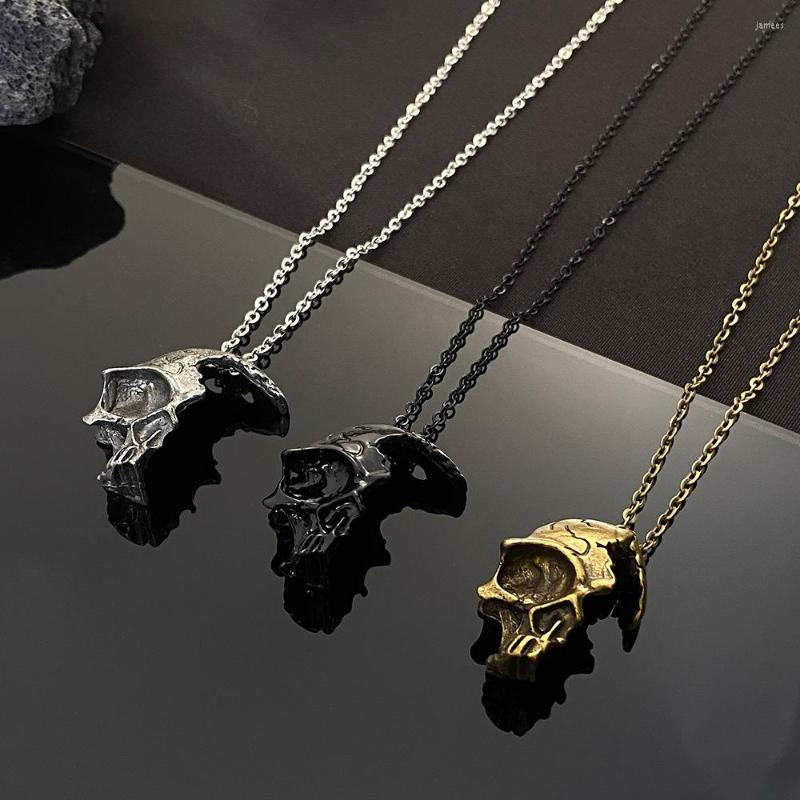 

Pendant Necklaces Vintage Fashion Half Face Skull Necklace For Men Gothic Punk Skeleton Personality Halloween Jewelry Gifts