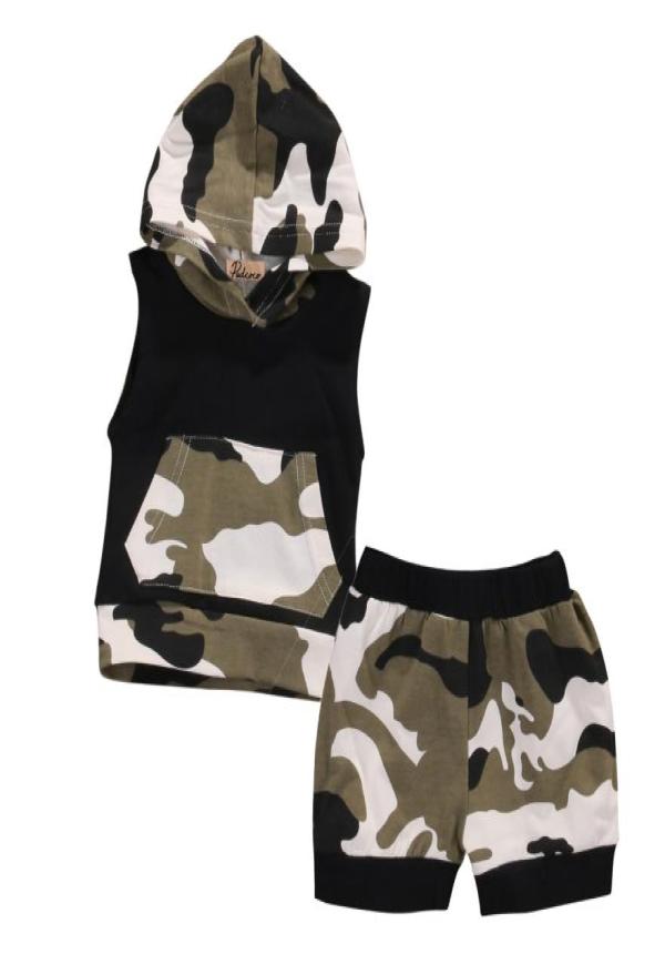 

Newborn Infant Baby Boy Girl Clothes Set Camouflage Hooded Top T shirt Pants Children Clothing Summer Boys Girls Outfits Set2354297, Multi
