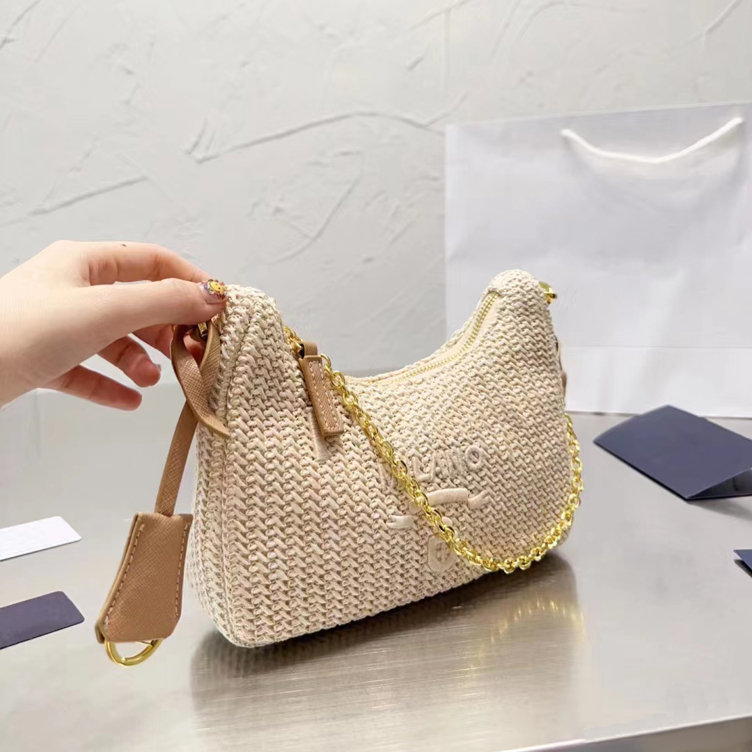 

Women designer celiny triangle tote underarm Bag luxury Raffias clutch handbags Crossbodys weekend Beach bags top handle mens weave Straw embroidery Shoulder bags, P-light blue