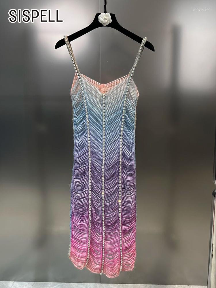 

Casual Dresses SISPELL Gradient Slimmig Camisole Desses Foer Women Square Collar Sleeveless High Waist Spliced Diamonds Sexy Dress Female, Aspicture