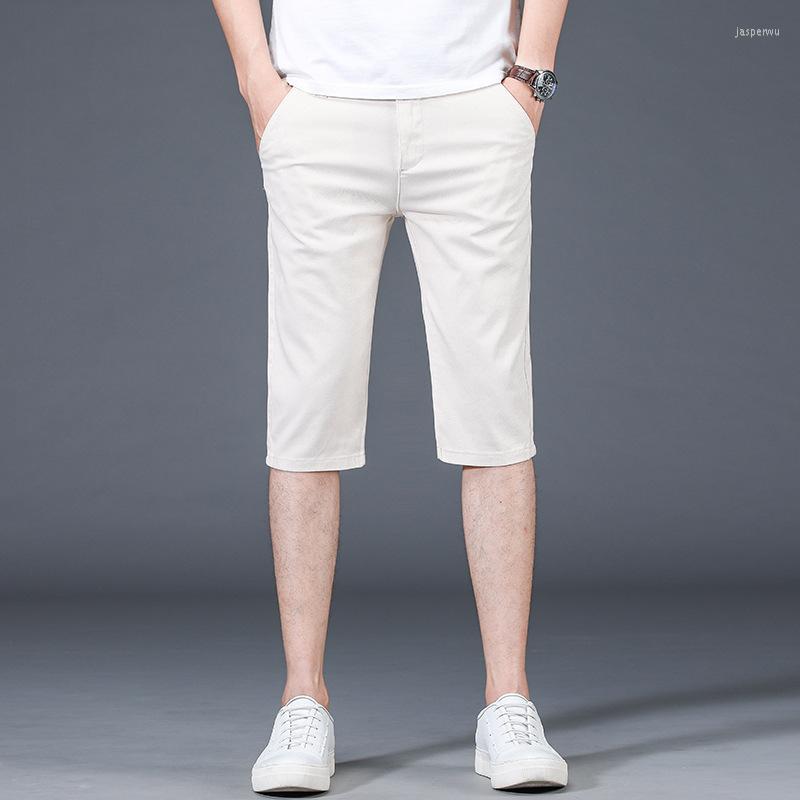 

Men's Pants 8009 Summer Fashion Solid Color Simple Basic Thin Capri Korean Style Slim Fit Casual Straight Cropped Trouser Male, 8009 khaki