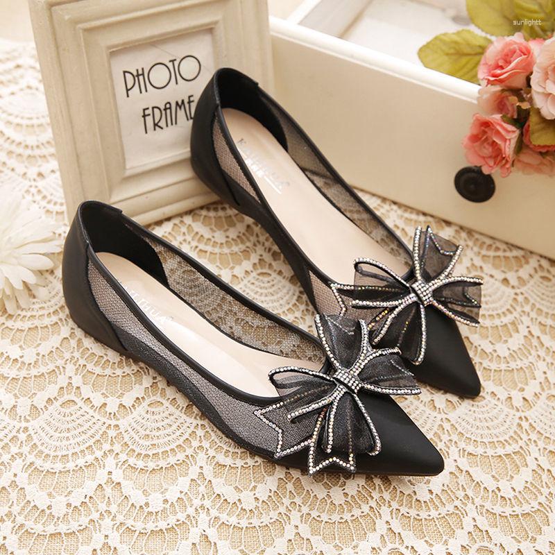 

Dress Shoes Sexy Women Pumps Mesh Women's Pointed Toe Fashion High Heels Stilettos Bow-Knot Crystal Heeled Woman Daily Shoe, Black-m1