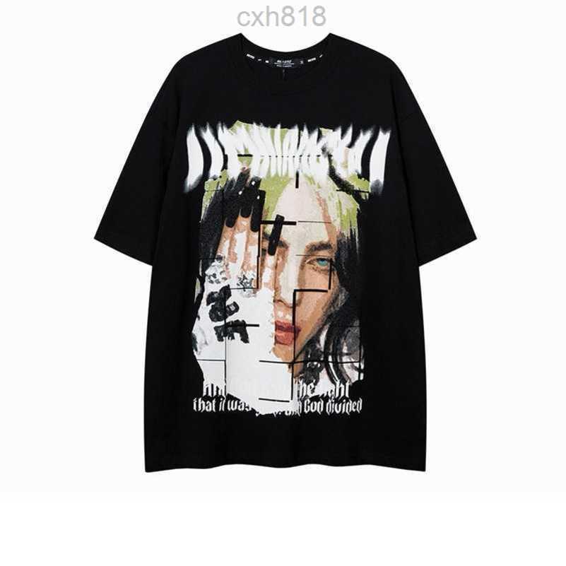 

stussys American trend portrait printed short sleeved T-shirt for men and women oversize loose casual trendy hip-hop half sleeved summer, White 240g