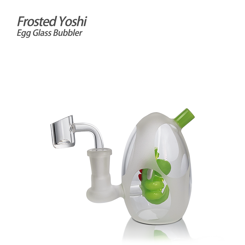

Waxmaid 3.94inches Frosted Yoshi Egg Glass Bubbler glass bongs Water Pipe with Glass Banger stock in US warehouse
