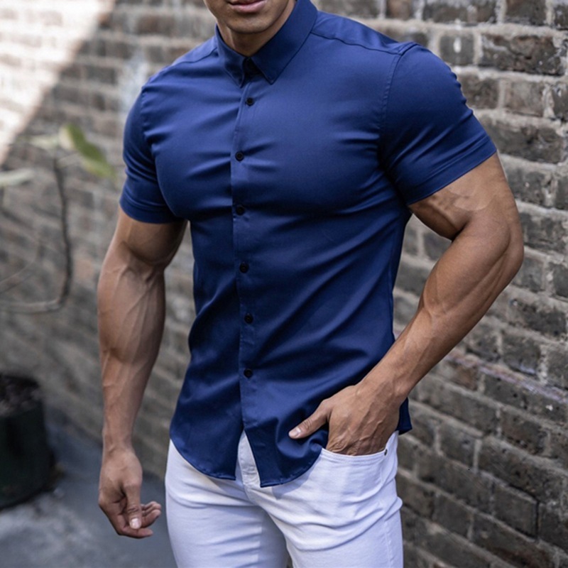 

Men's Dress Shirts Summer Casual Business NonIron AntiWrinkle Quality Fashion Short Sleeve Fitness 230628, Gray