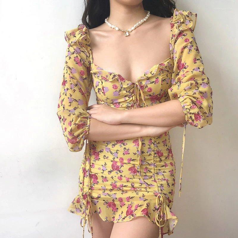 

Casual Dresses Flower Skirt And Belted Top Sexy Wrap Arm