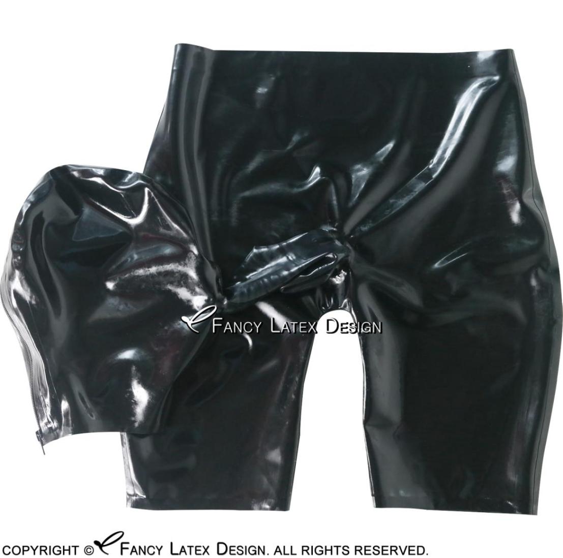

Sexy Latex Boxer Shorts With Hood Zipper at Back Open Nose Rubber Underwear Panties Underpants Pants 00589654926, Gold