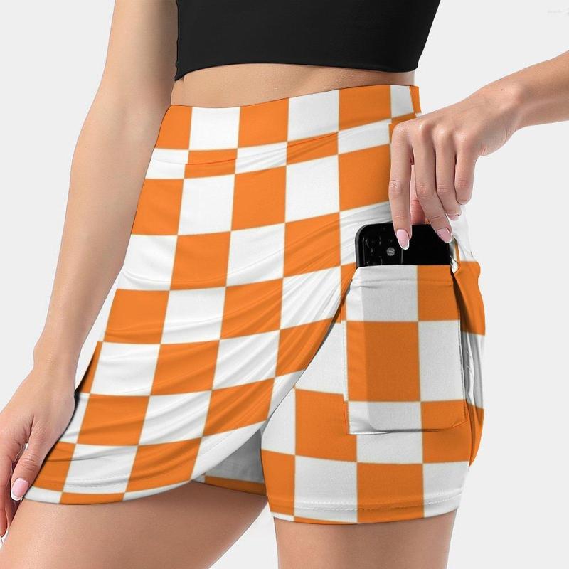 

Skirts Checkered Orange And White Korean Fashion Skirt Summer For Women Light Proof Trouser Squares Four, Amq