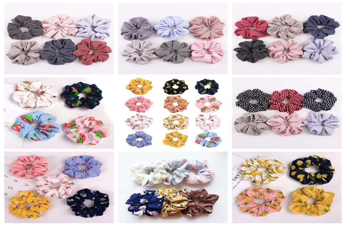 

140 design Lady girl Hair Scrunchy Ring Elastic Hair Bands zebra floral grid Large intestine Sports Dance Scrunchie satin velvet H8117421, Red