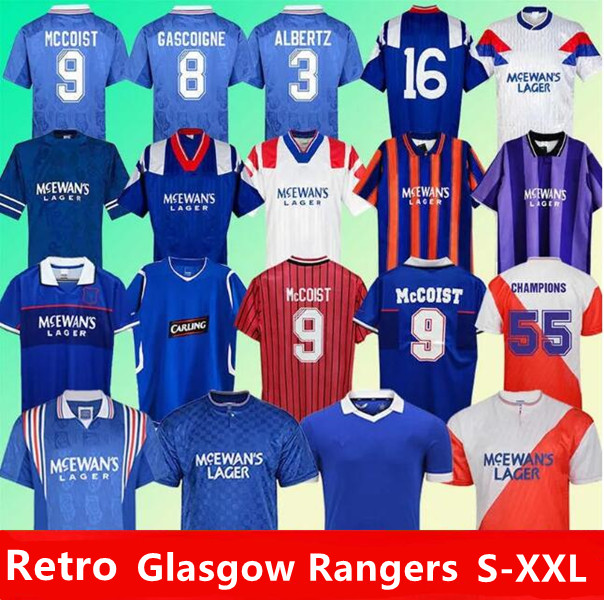 

87 90 92 93 94 95 96 97 99 01 08 Glasgow Rangers FC Retro soccer jerseys 20 21 GERRARD GASCOIGNE LAUDRUP gerrard MCCOIST football Uniforms, 94/95 away