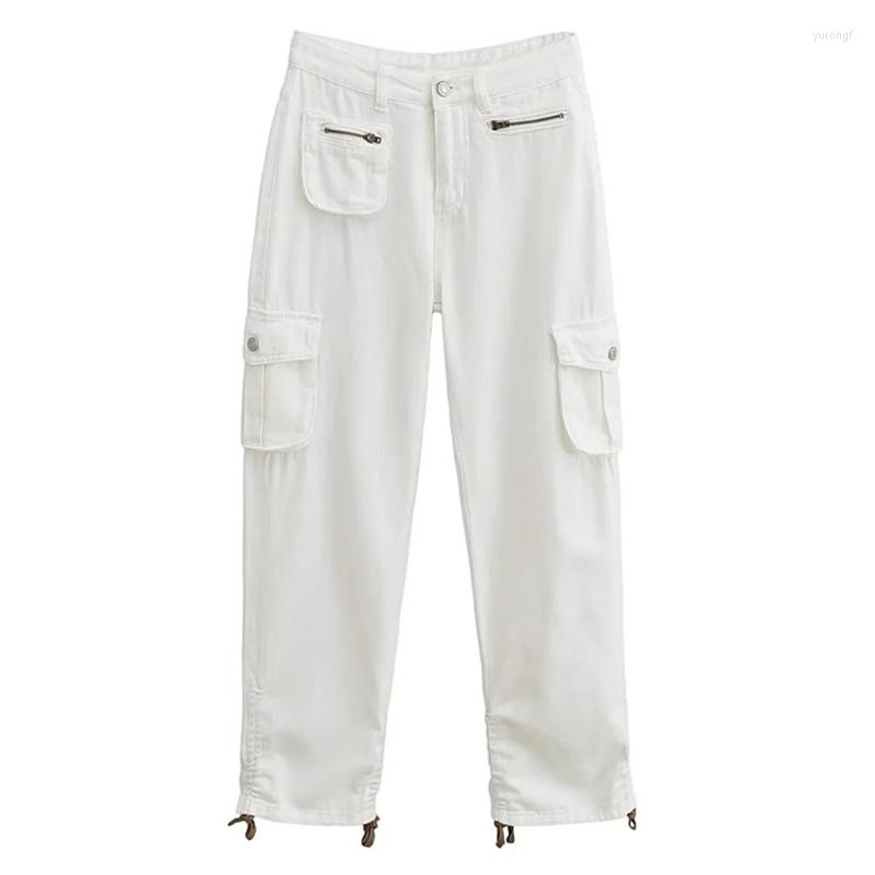

Women's Pants 2023 Women Vintage Cargo Stretch High Waist Casual Female Clothes Harajuku White Trousers, Army green