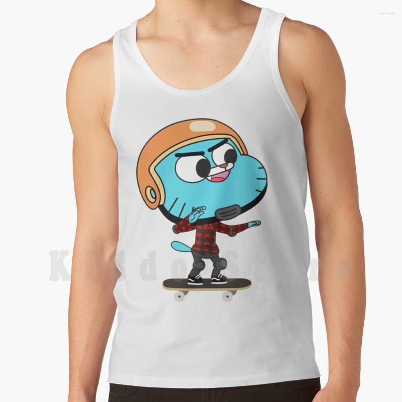

Men's Tank Tops Gumball Skate Vest Sleeveless Watterson The Skateboard Skater Or Die Life, M-tank-white