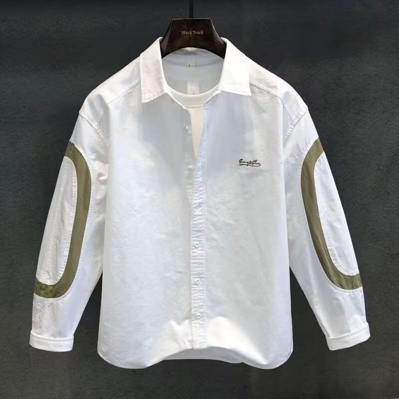 

Men s Dress Shirts High quality retro embroidered long sleeved shirt for men s spring and autumn casual work clothes Japanese style 230629