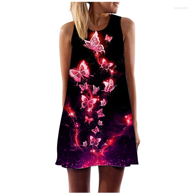 

Casual Dresses Summer Stunning Butterfly Print Dress For Women's A-line Daily Mini Bohemian Beach Party