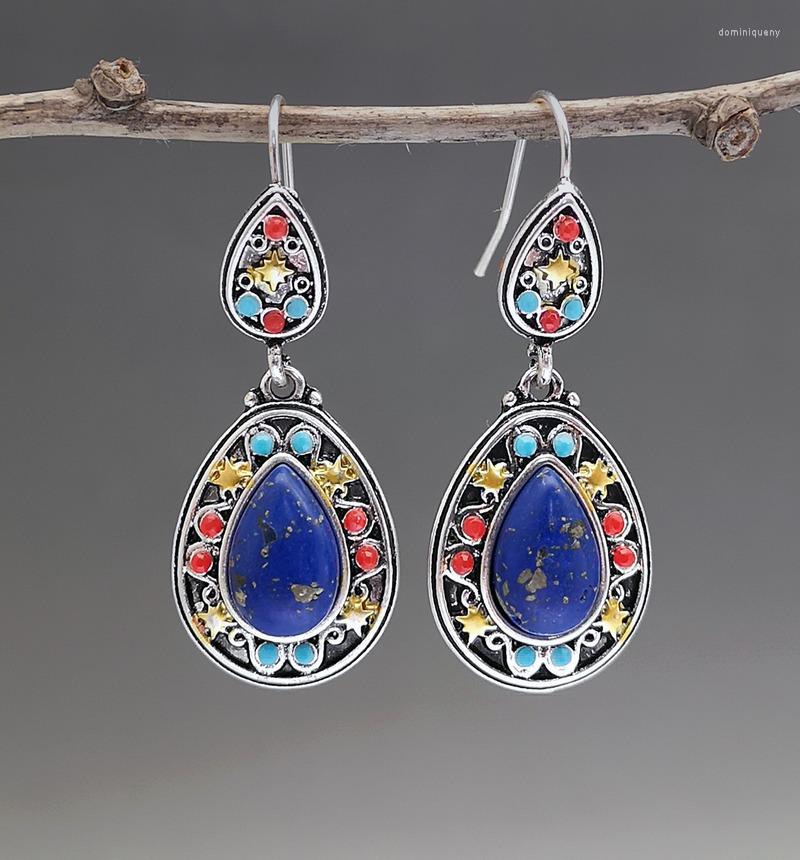 

Dangle Earrings Vintage Separation Blue Stone Bohemian Ethnic Orchid