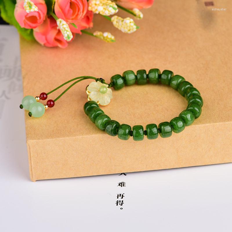

Charm Bracelets Retro Exquisite Cylindrical Beads Strand Distinctive Classical Green Agates Super Fairy Jewelry Gift