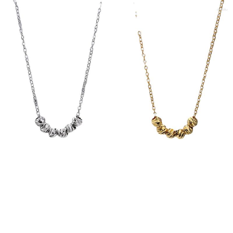 

Chains POPACC Exquisite Temperament Round Bead Necklace For Women Fashion Korean Lucky Beads Collar Chain Lovers Wedding Jewelry Gifts